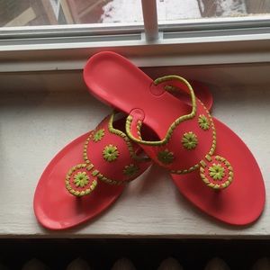 Jack Rogers pink and green jellies size 8
